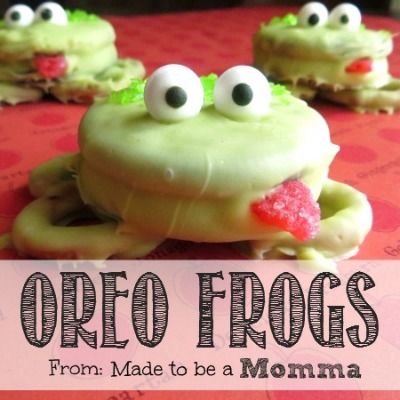 Oreo Frogs, Pagan Food, Made To Be A Momma, Frog Cookies, Kids Treat, Leap Year, Snacks Für Party, Fun Treats, Fun Kids Food