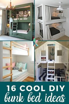 Cool Bunk Bed Ideas, Diy Bunk Beds, Bunk Beds For Girls Room, Bunk Room Ideas, Bunk Bed Plan, Space Saving Bunk Bed, Bunk Bed Ideas, Bunk Beds Boys, Girls Bunk Beds