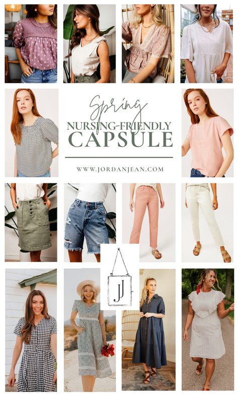 Nursing-Friendly Capsule + A New Unexpected Brand that I Love - Jordan Jean Jordan Jeans, Big Pant, Navy And White Dress, Motherhood Journey, Wardrobe Capsule, Spring Capsule, Gingham Tops, Nursing Friendly, Purple Blouse