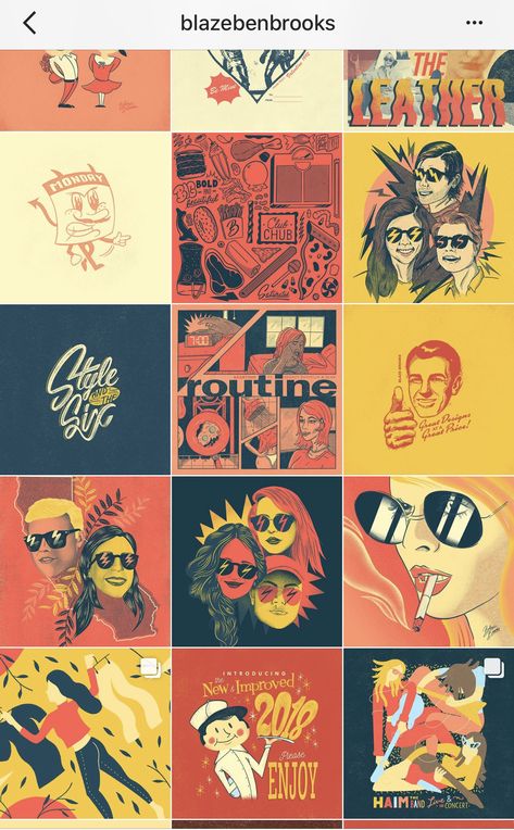 Comic Book Instagram Feed, Instagram Illustration Feed, Band Instagram Feed, Fun Instagram Feed Design, Artists Instagram Feed, Illustrator Instagram Feed, Instagram Feed Color Palette, Pop Art Instagram Feed, Instagram Color Scheme Feed