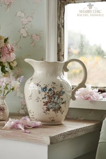 Vases - Large & Small Flower Vases | Next UK Vintage Vase With Flowers, Dream Cottage Interior, Cottagecore Inspiration, Master Suite Decor, Modern Master Suite, Floral Kitchen Decor, Decoupage Projects, Shabby Chic Kitchen Decor, Vintage Jugs