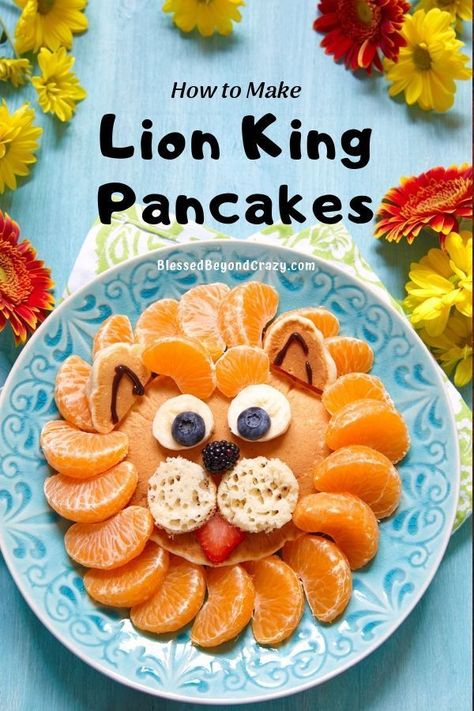 How to Make Lion King Pancakes #food #recipes #breakfast #lion #glutenfree #kids #cute #easy #funny Food Shapes For Kids, Lion Snacks, Preschool Breakfast, Safari Food, Animal Shaped Foods, Funny Breakfast, Kids Pancakes, Kids Veggies, Daniel And The Lions