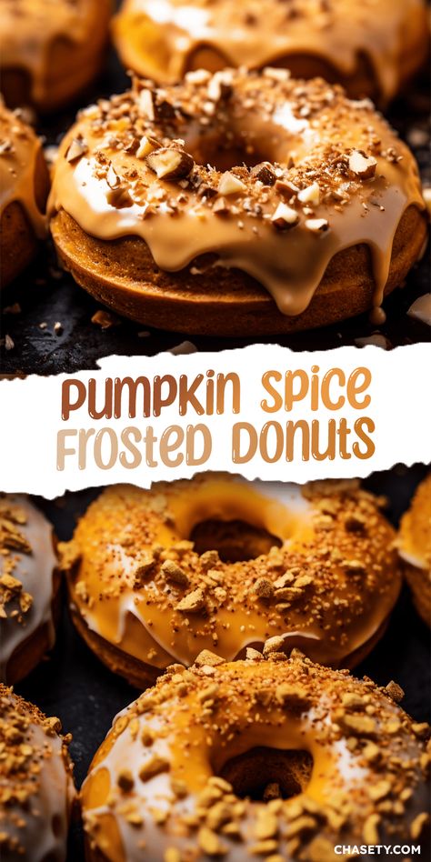 Maple Donut Frosting, Fall Donuts Decorated, Pumpkin Chocolate Chip Donuts Baked, Pumpkin Cake Donuts Fried, Easy Pumpkin Spice Donuts Baked, Pumpkin Spice Donuts Fried, Pumpkin Spice Doughnuts Fried, Fall Donuts, Spice Frosting