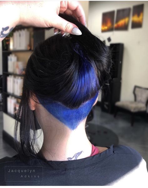 Follow my Instagram: unevneib   Dark hair blue hair dark blue undercut blue hair deep blue hair wella color fresh create vivid blue handpainted natural root color  dark root straight hair sea blue hair fall hair winter hair v undercut shaved Colorful Undercut Hair, Blue Undercut Hair, V Undercut, Sea Blue Hair, Dyed Undercut, Blue Undercut, Deep Blue Hair, Color Bar Salon, Black Hair Undercut