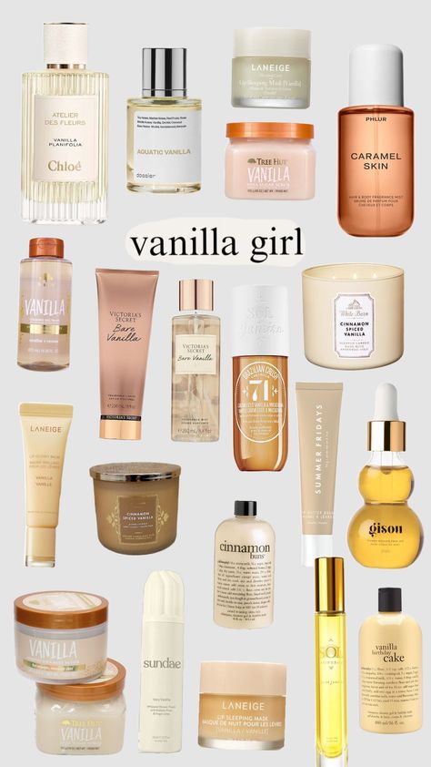 vanilla girl#wishlist #selfcareaesthetic #purfume #selfcare #vanillagirl #vanillaaesthetic #vanilla Vanilla Swirl Skin Care, Vanilla Gift Basket Ideas, Best Cheap Vanilla Perfume, Vanilla Scent Routine, Mod Vanilla Layering, Vanilla Girl Gift Ideas, Homemade Vanilla Perfume, Vanilla Girl Scents, Vanilla Gourmand Perfume