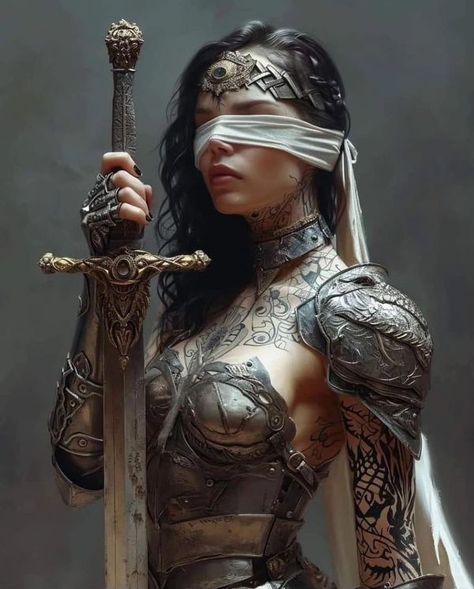 Traveller Character, Women With Swords, Blind Justice, Japanese Art Samurai, Lost In Life, Feminine Women, Dungeons And Dragons Characters, Fantasy Warrior, Dark Fantasy Art