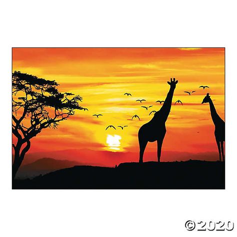 Safari Backdrop, African Safari Theme, Safari Art, Scene Setters, Safari Theme Party, Safari Birthday, Animal Silhouette, Safari Party, Safari Theme