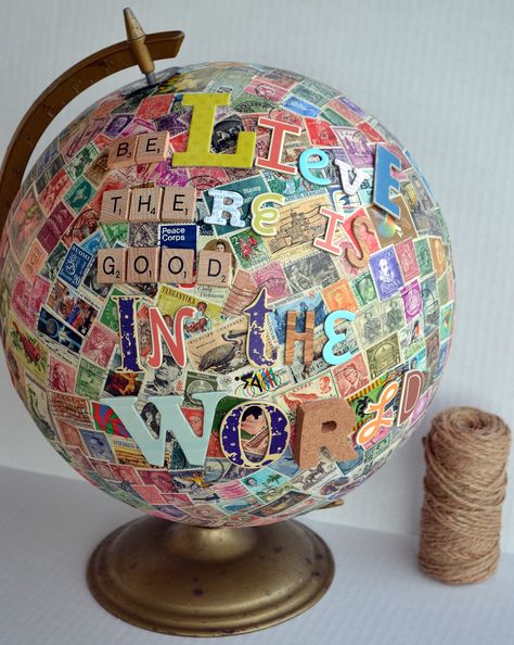 Upcycled Globe, Globes Decor, Globe Upcycle, World Decorations, Globe Painting, Diy Globe, Globe Picture, Globe Collection, Globe Diy