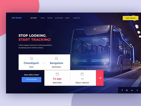 Bus Ticket Booking by M S Brar Bus Website Design, Bus Ticket, Dribbble Design, Bus System, Report Cover, Booking Website, Booking App, Booking Sites, Free Website Templates