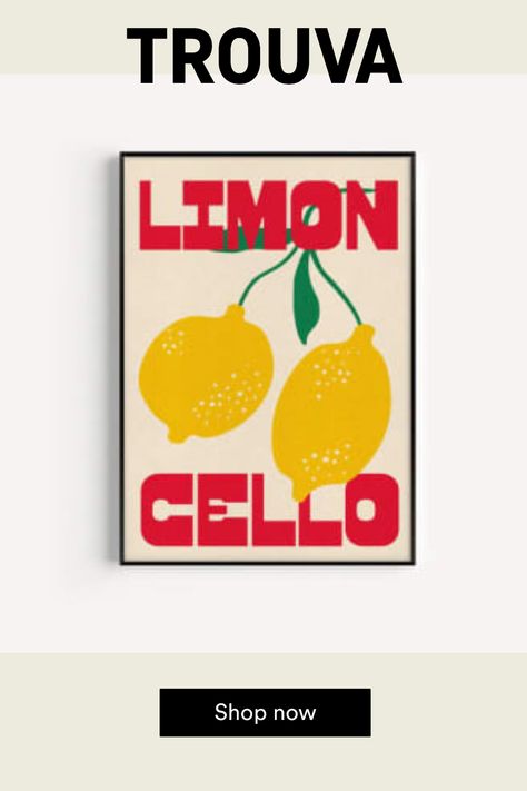 Proper Good Limoncello Print - A3. Art Alevel, Poster Inspiration, Cocktail Art, Work Essentials, Summer Tote, Selling Prints, Art Minimaliste, Spark Joy, Kitchen Prints