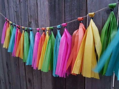 Tutti Fruity Party, Rainbow Tassel Garland, Fruity Party, Trolls Party, Troll Party, Mexican Party Theme, Pony Party, Bright Rainbow, Tassel Garland