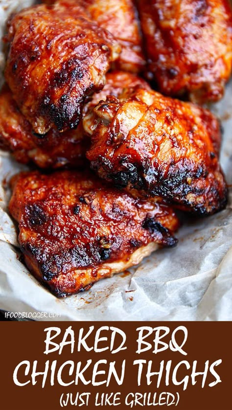 Bbq Baked Chicken Breast, Baked Bbq Chicken Thighs, Chicken Thighs In Oven, Oven Baked Bbq Chicken, Chicken Thights Recipes, Bbq Chicken Thighs, Chicken Breast Crockpot Recipes, Crockpot Chicken Breast, Bbq Chicken Breast