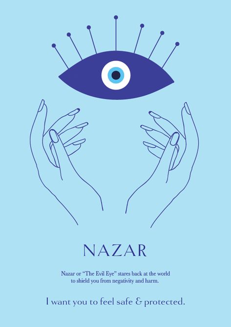 Nazar or "The Evil Eye" Evil Eye Poster Aesthetic, Nazar Tattoo Eye, Nazar Quotes, Evil Eye Watercolor, Evil Eye Illustration, Evil Eye Aesthetic, Evil Eye Quotes, Evil Eye Poster, Cat Pupils