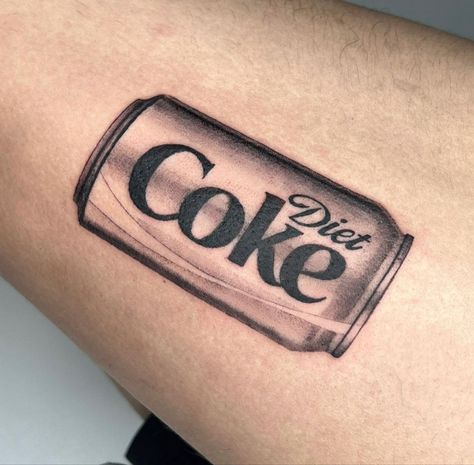 Diet Coke Tattoo, Coke Tattoo, Can Tattoo, Miscellaneous Tattoos, Tattoo Black And White, Tattoos Inspo, Emily The Strange, Tattoo Black, Diet Coke