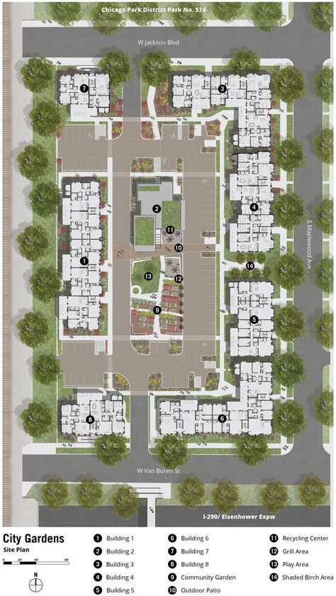 City Gardens, Chicago, IL » LBBA Plan Rendering Architecture Photoshop, Plan Rendering Architecture, Housing Masterplan, Architect Plan, Architecture Photoshop, Social Housing Architecture, Urban Spaces Design, Plan Rendering, Site Plan Design