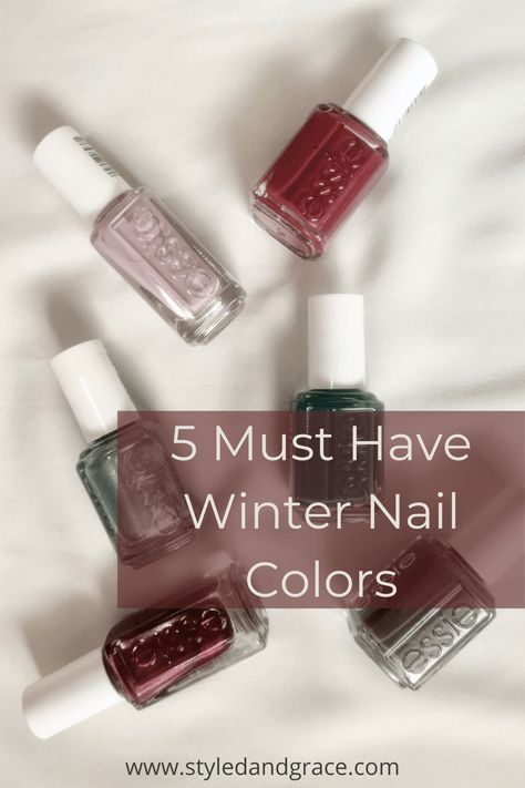 5 winter nail colors from Essie that I have been wearing on repeat. These are great options to take you through the holiday/winter season. Essie Nail Polish Colors, Winter Nail Colors, Nail Polish Colors Winter, Winter Nail Polish, Green With Blue, Nail Colors Winter, Stone Cold Fox, Nail Colours, Red Nail Polish