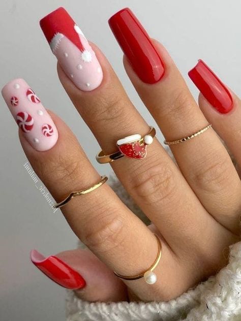 Nail Noel, Classy Nail Art Ideas, Unghie Nail Art, Candy Cane Nails, Red Christmas Nails, Makijaż Smokey Eye, Festival Nails, Xmas Nails, Christmas Nail Designs