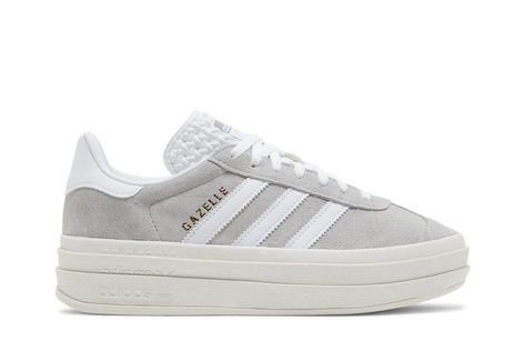 Buy Wmns Gazelle Bold 'Grey White' - HQ6893 | GOAT Adidas Shoes Women Gazelle, Addias Gazzels, Cute Back To School Shoes, Grey Gazelle, Platform Gazelle, Adidas Gazelle Grey, Adidas Shoes Gazelle, Gazelle Bold Shoes, Adidas Gazelles