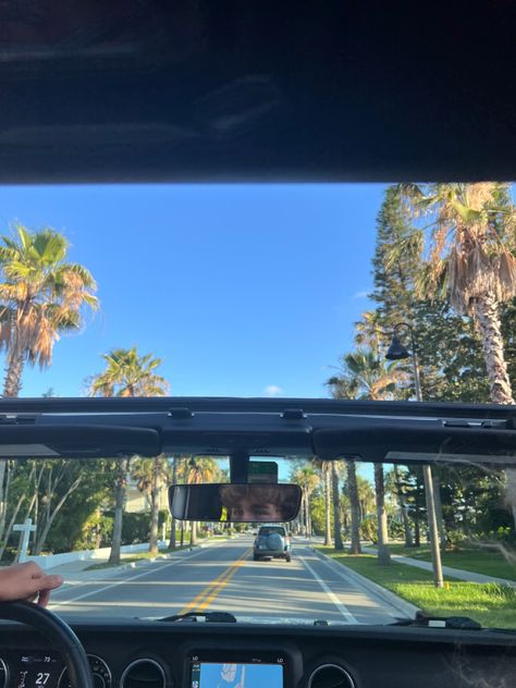 #florida #jeep #aesthetic #palmtrees #palm #car #drive #driving Driving In La, Jeep Aesthetic, Post College Life, Summer Tumblr, Los Angeles Aesthetic, Miss California, Car Drive, Vision Board Photos, Moving To Florida