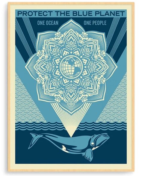 🔥New Release Alert🔥 Now available: Shepard Fairey - Protect The Blue Planet -2022 Modern Pop Art, Shepard Fairey Obey, Activist Art, The Blue Planet, Planet Poster, Earth Month, Propaganda Art, Blue Artwork, Blue Planet