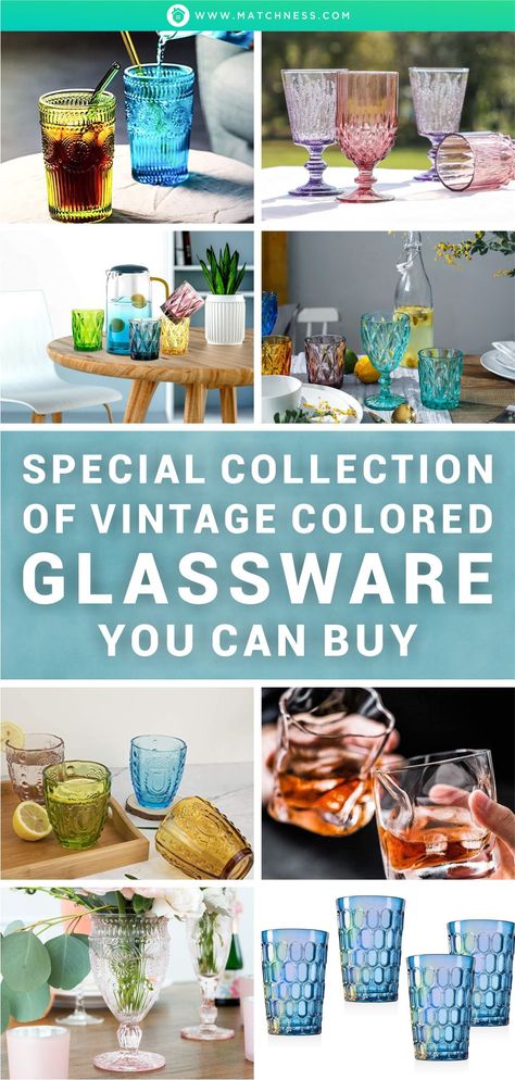 Do you love to have vintage touch even for the details like colored glassware? Well, presenting vintage glass on any occasion will surprise your guests. Therefore, without further ado, here are the information of Special Collection Of Vintage Colored Glassware You Can Buy. #glassware #vintageglassware #coloredglassware Drinking Glasses Aesthetic, Vintage Glassware Collectible, Vintage Colored Glassware, Colored Glasses, Ceiling Treatments, Colored Glassware, Glassware Collection, Drinking Glass, Vintage Glassware