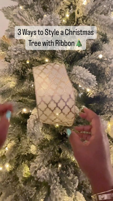 Three simple ways to style a Christmas tree with Ribbon. Make sure to get a wired ribbon. It makes the whole process so much easier. Which… | Instagram Ways To Put Ribbon On Christmas Tree, Christmas Tree With Ribbon, Tree With Ribbon, Fabric Trees, Ribbon Tutorial, Christmas Tree Decorating Tips, Snowmen Crafts, Christmas Tree Decorations Ribbon, Elegant Christmas Tree Decorations