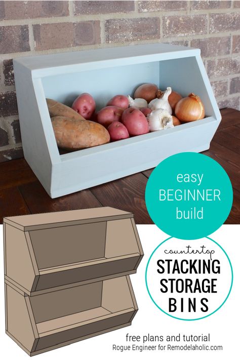 Diy Vegetable Storage, Vegetable Storage Bin, Potato Bin, Potato Storage, Vegetable Bin, Wood Projects That Sell, Countertop Storage, Cool Wood Projects, Vegetable Storage