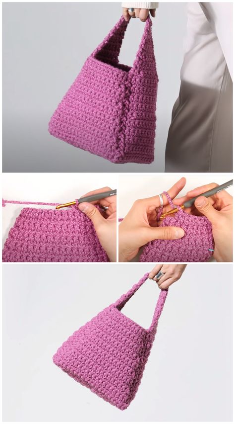 We are going to learn How to Crochet Manu bucket bag. This project is Great for beginners as it works up quickly and doesn’t split. It doesn’t take a lot of yarn, so more than likely, you’ll be able to find yarn in your stash to complete one. Hope you like this Bucket Bag, make as a small bag to bring out for tea and coffee with friends and family. It is lightweight and handy when you don’t feel like bringing a big purse out. Crochet Bag Pattern Tote, Modern Haken, Crochet Purse Pattern Free, Sac Diy, Free Crochet Bag, Mode Crochet, Crochet Bag Pattern Free, Bag Pattern Free, Crochet Clutch