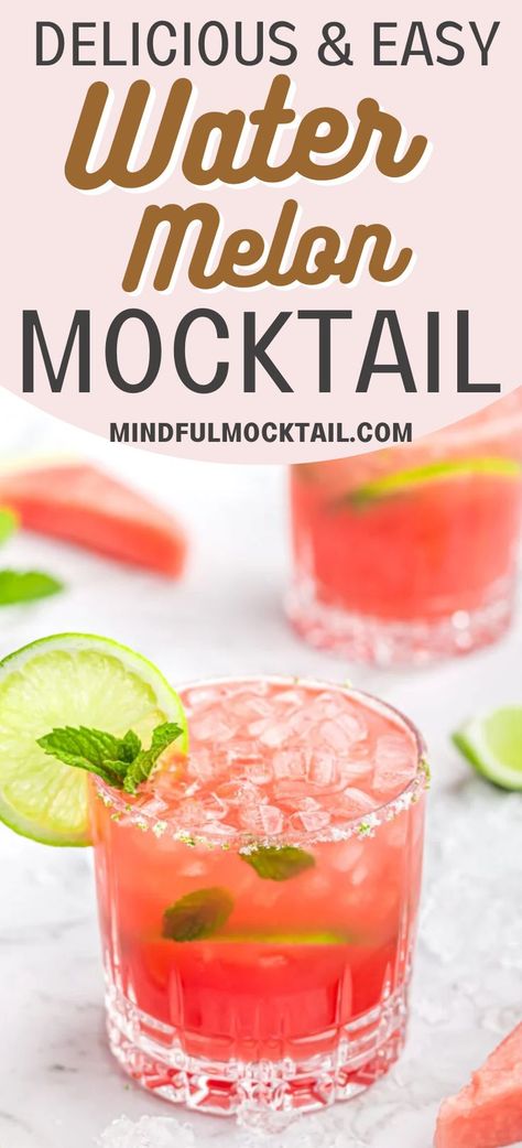 Lime Mocktail Summer Drinks, Watermelon Cucumber Mint Drink, Watermelon Juice Drinks, Frozen Watermelon Mocktails, Watermelon Virgin Drinks, Watermelon Basil Mocktail, Watermelon And Mint Drink, Watermelon Mint Juice, Non Alcoholic Watermelon Drinks