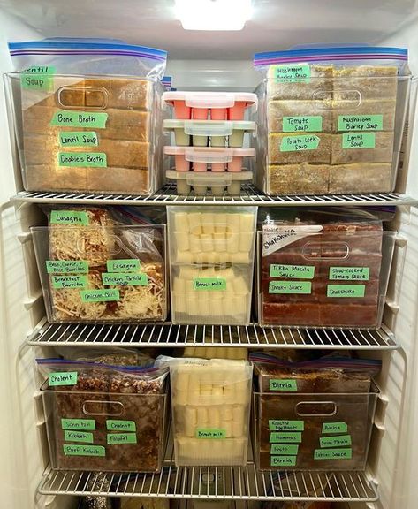 Meat Storage In Freezer, Freezer Must Haves, Storing Meat In Freezer, Meat Freezer Organization, Chest Freezer In Pantry, Organize Freezer Upright, Souper Cubes Ideas, Organize Chest Freezer, Stand Up Freezer Organization