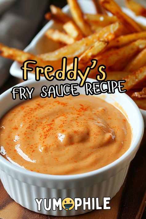 Freddy’s fry sauce recipe Curly Fry Recipe, Foosacklys Sauce Recipe, Freddy’s Fry Sauce, Fast Food Sauces, Freddys Steakburgers, Chic Filet Sauce, Freddys Fry Sauce Recipe, Best Sauce Recipes, Copycat Sauces