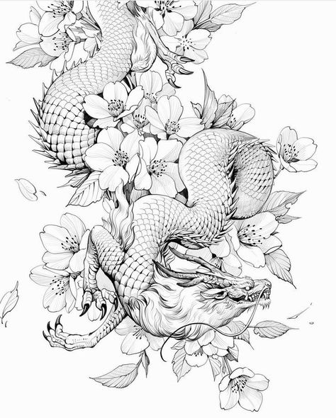 Japanese Dragon Tattoo Designs, Dragon Tattoo Sketch, Dragon Tattoo Art, Japanese Dragon Tattoo, Dragon Sleeve Tattoos, Dragon Tattoo For Women, Japanese Dragon Tattoos, Japan Tattoo Design, Dragon Sketch