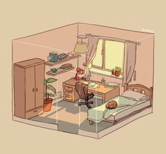 Anime illustration aesthetic | Pinterest Isometric Rooms, Isometric Room, الفن الرقمي, Bedroom Drawing, Isometric Drawing, Isometric Art, Isometric Design, Isometric Illustration, Anime Room