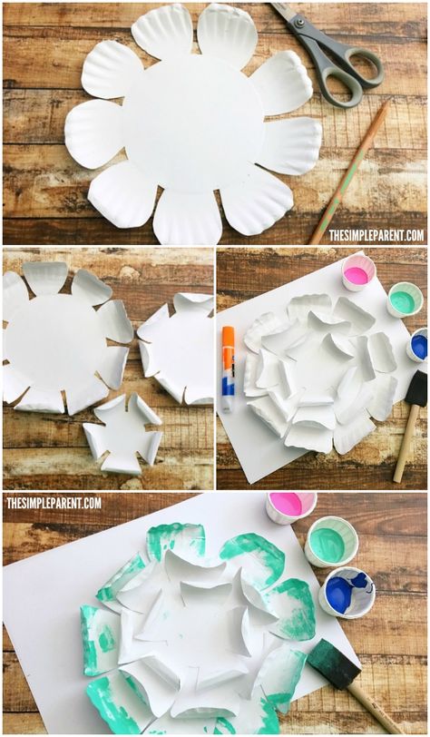 Grade 1 Mothers Day Craft, Paper Plate Spring Crafts, Flower Plate Craft, Paper Plates Flowers, Paper Plate Flowers Preschool, Mother’s Day Art Projects, Flower Crafts For Kindergarten, Spring Crafts For Elementary, Paper Plate Flower Craft