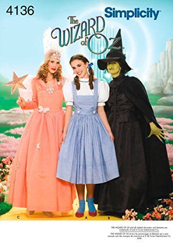 Simplicity Sewing Pattern 4136 Misses' Costumes, R5 (14-1... https://www.amazon.ca/dp/B0040AZ5O2/ref=cm_sw_r_pi_dp_U_x_rnZEDbQFKET42 Wizard Of Oz Costumes, The Wizard Of Oz Costumes, Halloween Costume Sewing Patterns, Good Witch Halloween, Wizard Of Oz Characters, Glinda The Good, Trio Halloween Costumes, Wicked Witch Of The West, Glinda The Good Witch