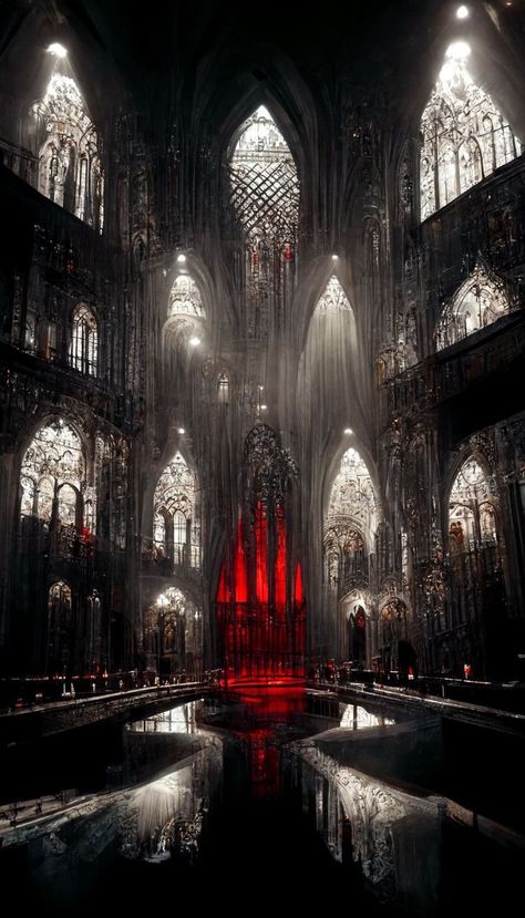 Fantasy Palace Aesthetic Dark, Dark Gothic Castle Aesthetic, Fantasy Dark Kingdom, Dark Kingdom Fantasy Art, Dark Fantasy Castle Interior, Vampire Architecture, Dark Fantasy Inspiration, Dark Gothic House, Gothic Throne Room