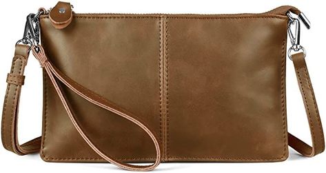 100% Genuine Leather Crossbody Bag, 【Small】Befen Women Real Leather Cross Body Bag with Shoulder & Wrist Strap, Lady Crossbody & Wristlet Bag Clutch #UK Crossbody Clutch Purse, Wristlet Clutch, Crossbody Wallet, Brown Fabric, Leather Pattern, Crazy Horse, Leather Wristlet, Small Crossbody Bag, Small Crossbody