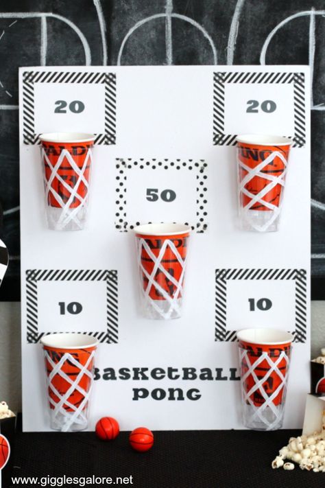 March Madness Basketball, Backyard Party Games, Anniversary Party Games, Sleepover Party Games, Sports Theme Birthday, Ball Birthday Parties, Basketball Party, Basketball Birthday, Ball Birthday