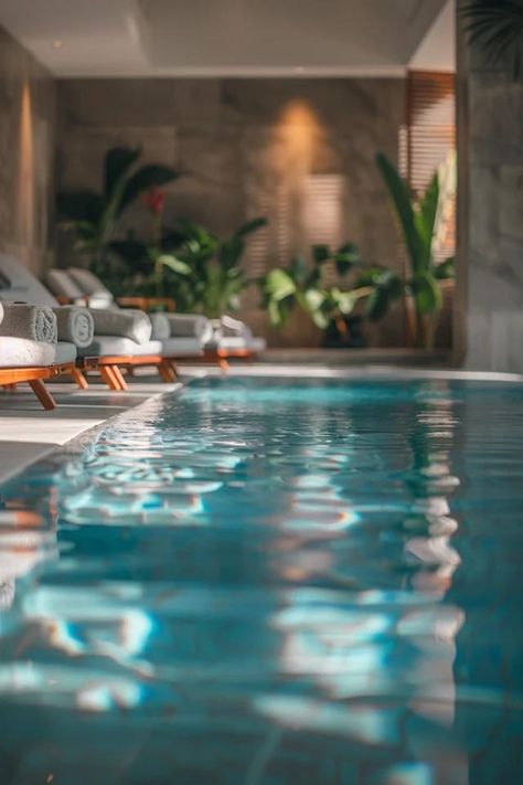 How To Build An Indoor Pool: Step-By-Step Guide Indoor Swimming Pool Aesthetic, Indoor Pool Room, Luxury Pools Indoor, Hotel Facilities, Interior Magazine, Resort Amenities, Hotel Swimming Pool, Indoor Pool Design, Luxury Swimming Pools