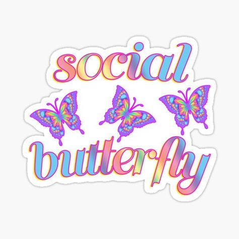 Social Butterfly Aesthetic, Gemini Vibes, Social Butterfly, March 2024, Graduation Party, Sticker Design, Vision Board, Vinyl Sticker, Unique Designs