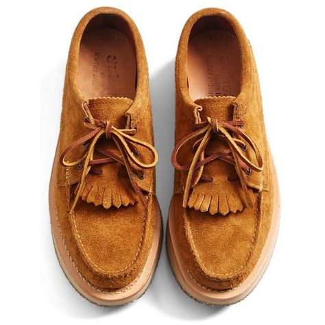 Yuketen Kiltie Blucher Moccasin featuring polyvore men's fashion men's shoes men's loafers fog brown Brown Suede Moc Toe Tassel Loafers, Yuketen Shoes, Semi-formal Calf Leather Tassel Loafers With Moc Toe, Mens Leather Moccasins, Luxury Semi-formal Tassel Loafers With Moc Toe, Semi-formal Leather Moc Toe Tassel Loafers, Brown Moc Toe Slip-on Tassel Loafers, Moccasins Style, Red Wing Boots