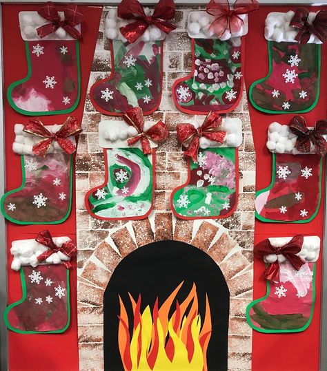 Christmas Stockings Craft Preschool, Stockings Craft Preschool, Stocking Art Preschool, Christmas Stocking Art For Kids, Stocking Crafts For Preschool, Preschool Christmas Stocking Craft, Stocking Preschool Craft, Stocking Art Project For Kids, Preschool Stocking Craft