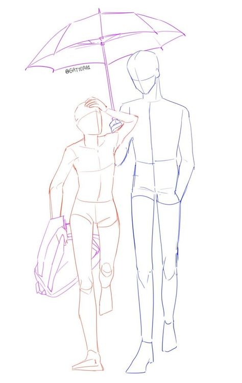 Holding An Umbrella, Couple Poses Drawing, Drawing Body Poses, Body Drawing Tutorial, Body Reference Drawing, Body Pose Drawing, Poses References, Figure Drawing Reference, Body Drawing