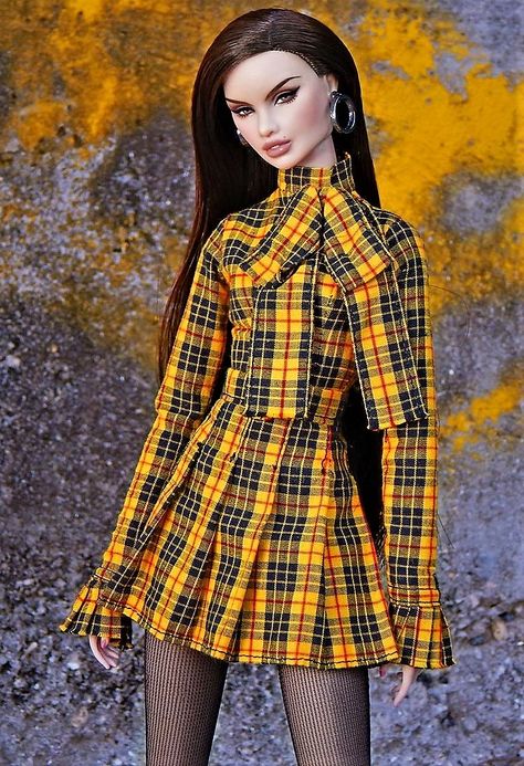 Barbie Top, Classy Fits, Barbie Dress Fashion, Doll Clothes Barbie, Baby Doll Clothes, Plaid Fashion, Fashion Korean, 60s Fashion, Barbie Dress