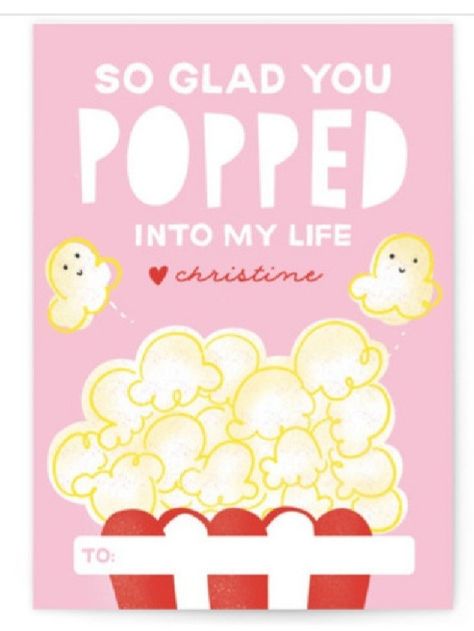 Food Movie, Popcorn Valentine, Pun Art, Classroom Valentine Cards, Valentines Puns, Purple Valentine, New Baby Greetings, Classroom Valentines, Graduation Greetings