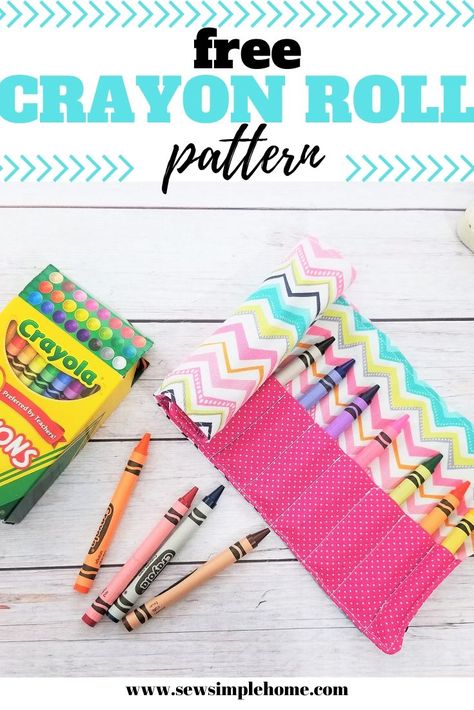 Organize those crayons with this simple fabric crayon holder tutorial and free PDF sewing pattern. Crayon Roll Tutorial, Diy Crayons, Teaching Sewing, Crayon Roll, Pencil Roll, Crayon Holder, Simple Fabric, Free Sewing Pattern, Free Pdf Sewing Patterns