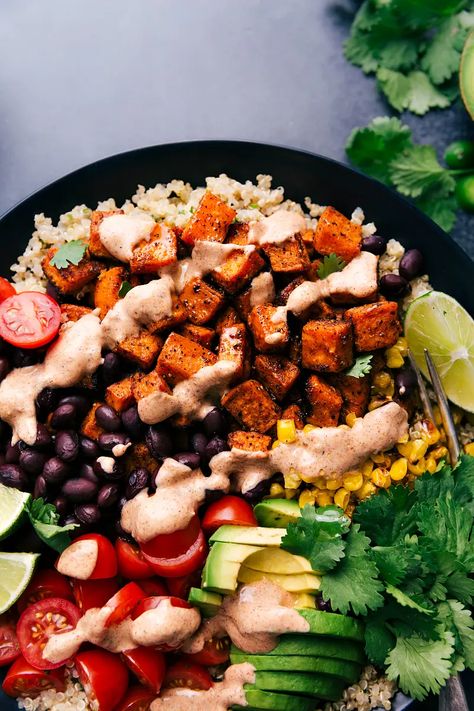 Sweet Potato Bowl | Chelsea's Messy Apron Sweet Potato Bowl Recipes, Potato Bowl Recipe, Sweet Potato Bowl, Sweet Potato Burrito, Potato Bowl, Sweet Potato Bowls, Sweet Potato Tacos, Potato Tacos, Bowl Recipes