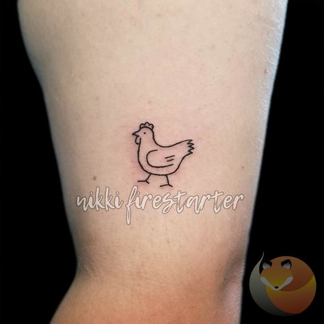 Lil Chicken Geometric Chicken Tattoo, Chicken Feet Tattoo Ideas, Funny Chicken Tattoo, Cartoon Chicken Tattoo, Mini Chicken Tattoo, Dainty Chicken Tattoo, Hen Tattoo Chicken, Rubber Chicken Tattoo, Watercolor Chicken Tattoo