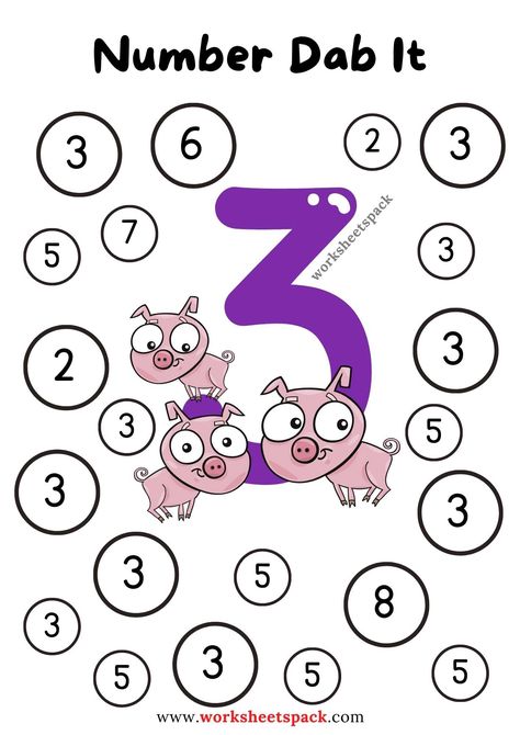 Free Number Dab It Worksheet - Printable and Online Worksheets Pack Kids Worksheets Preschool, Activity Sheets For Kids, Kindergarden Activities, Prek Math, Preschool Activities Toddler, Kindergarten Worksheets Printable, Numbers For Kids, Phonics Kindergarten, Numbers Preschool