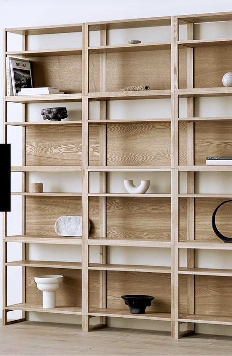 Japanese Shelf, Modular Bookshelf, Modular Shelf, Black Backsplash, Fulton Street, Japanese Woodworking, Bookcase Design, Shelving Design, Bookshelf Design